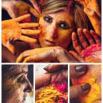 Holi color powders portrait