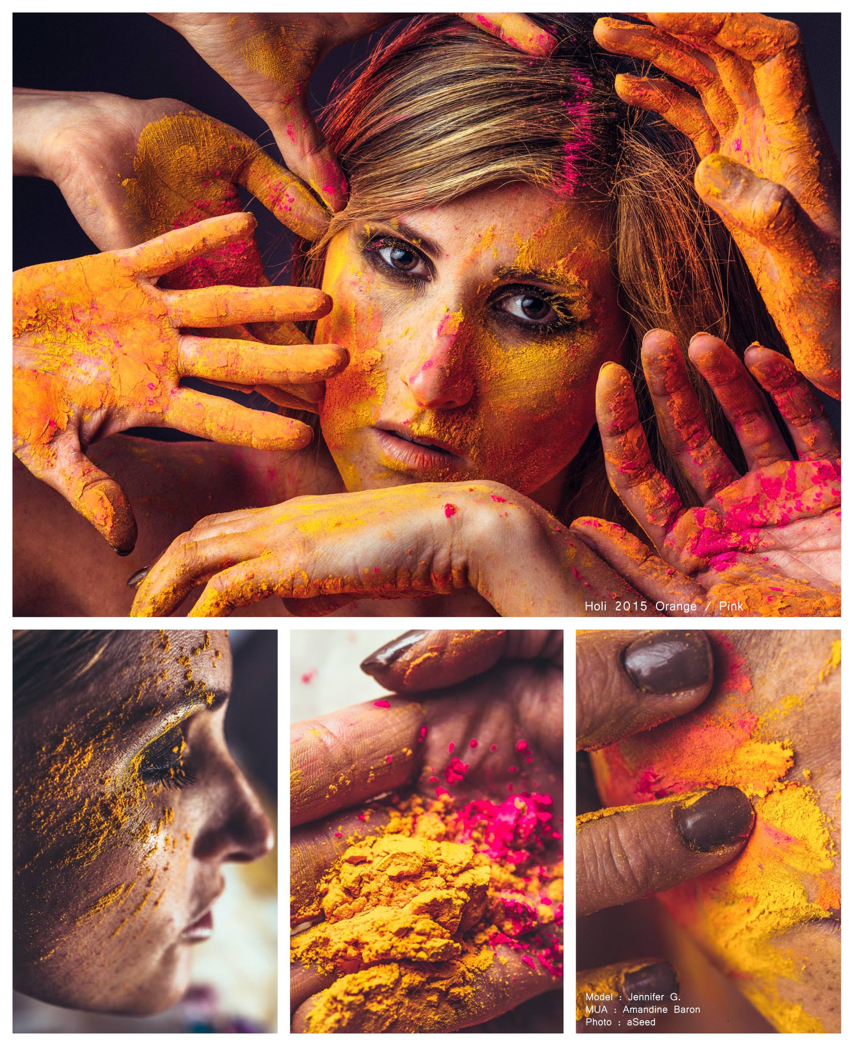 Holi color powders portrait